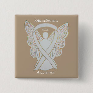 Badge Carré 5 Cm Rétinoblastoma White Awareness Ribbon Angel Pin