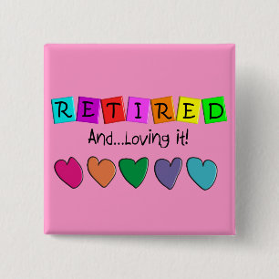 Badge Carré 5 Cm "Retiré et l'aimant" T-shirts et cadeaux