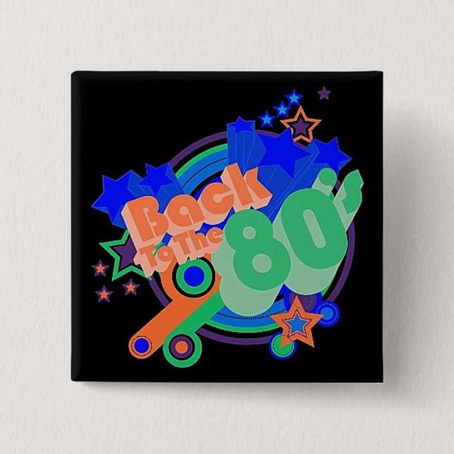 Badge Carré 5 Cm Retour au bouton Carré des années 80 Retro 80 (Devant)