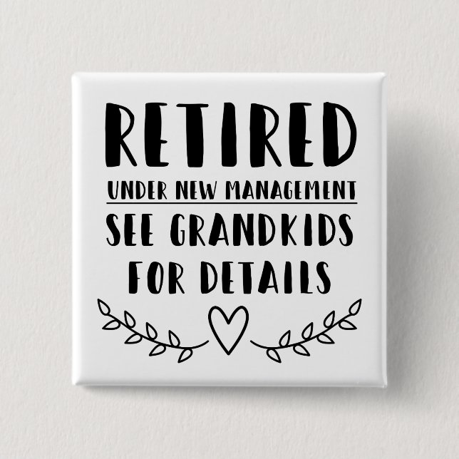 Badge Carré 5 Cm Retraité Sous Nouvelle Gestion (Devant)
