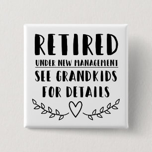 Badge Carré 5 Cm Retraité Sous Nouvelle Gestion