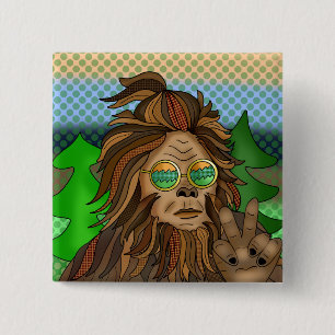 Badge Carré 5 Cm Retro Bigfoot Vintage Colours Sasquatch Pop Art