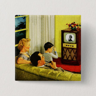 Badge Carré 5 Cm Rétro bouton de famille de TV