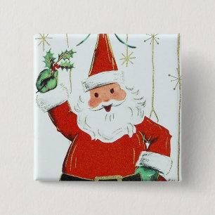 Badge Carré 5 Cm Rétro bouton vintage de vacances de Noël de Pèr