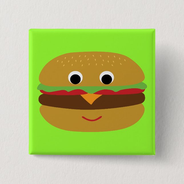 Badge Carré 5 Cm Rétro cheeseburger (Devant)