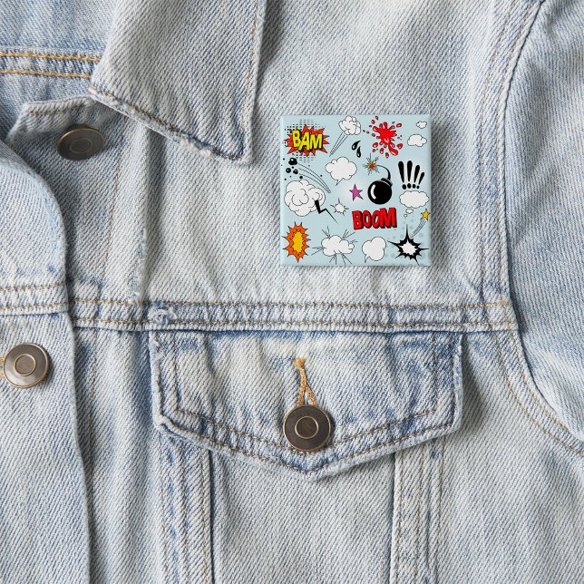 Badge Carré 5 Cm Retro Comic Explosion Pop Art (Créateur téléchargé)