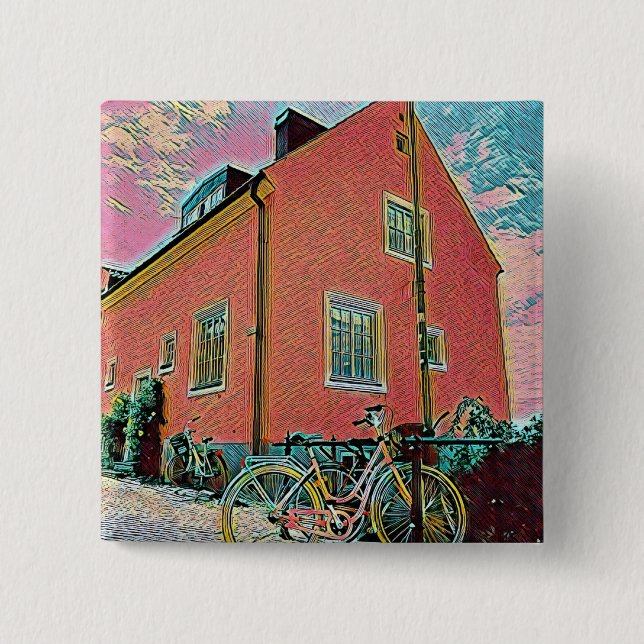 Badge Carré 5 Cm Retro cycling artwork (Devant)