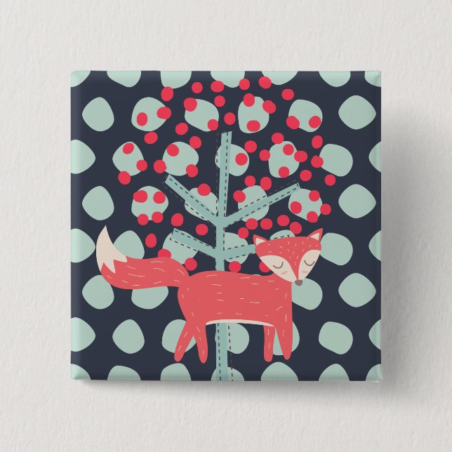 Badge Carré 5 Cm Retro Fox (Devant)