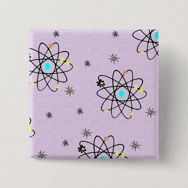 Badge Carré 5 Cm Retro les années 50 Atomic Print Lavender Vêtement (Devant)