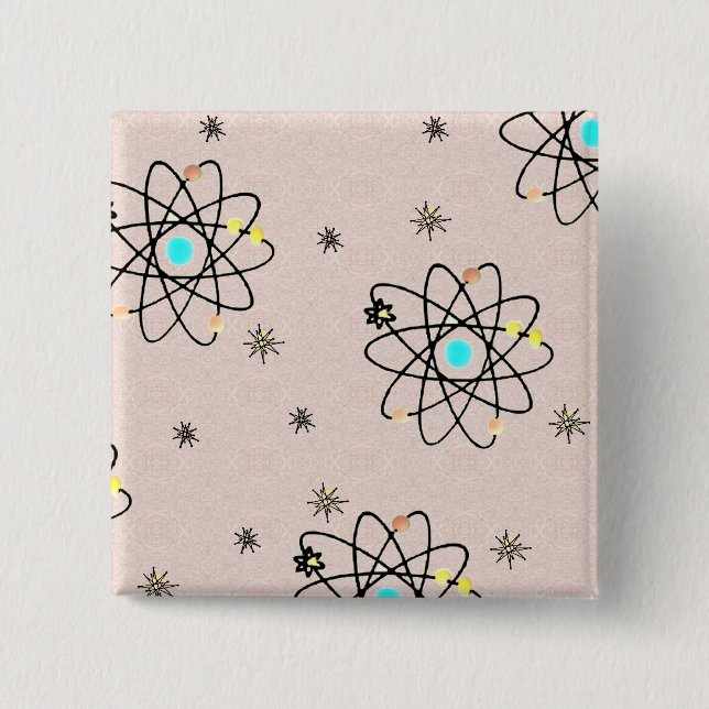 Badge Carré 5 Cm Retro les années 50 Atomic Print Rose Vêtements &  (Devant)