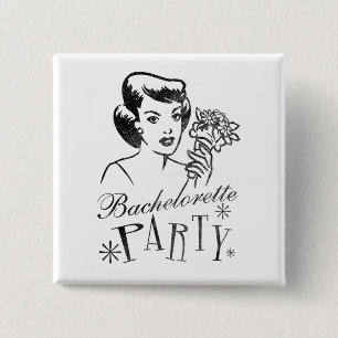 Badge Carré 5 Cm Rétro partie de Bachelorette