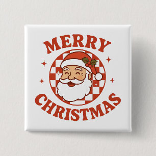 Badge Carré 5 Cm Rétro Père Noël Joyeux Noël Vintage