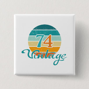 Badge Carré 5 Cm Retro Sunset 74 Vintage en détresse