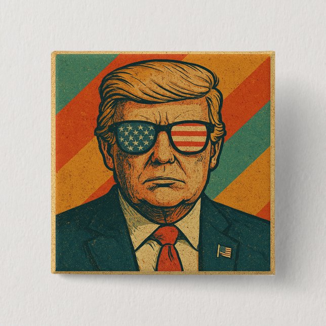 Badge Carré 5 Cm Retro Trump Pin (Devant)