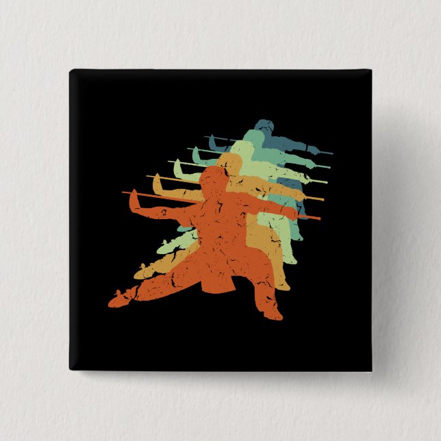 Badge Carré 5 Cm Retro Wushu Kung Fu Chinese Martial Arts Sportsman (Devant)