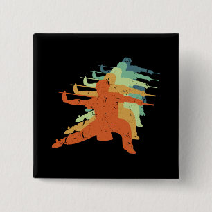 Badge Carré 5 Cm Retro Wushu Kung Fu Chinese Martial Arts Sportsman
