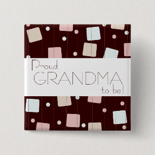 Badge Carré 5 Cm Rétros roses pâles ou bleu ? Grand-maman fière 