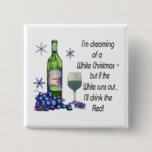 Badge Carré 5 Cm Rêvant de Noël blanc, cadeaux drôles d'art de v