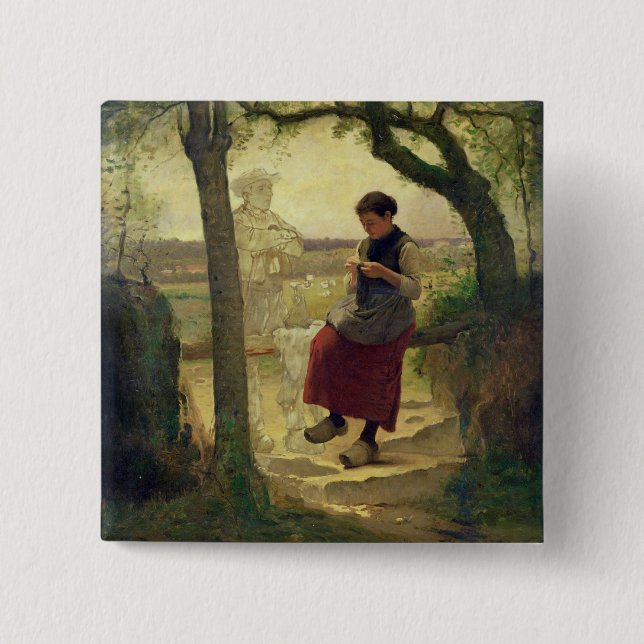 Badge Carré 5 Cm Rêvant de son Love, 1901 (Devant)