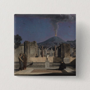 Badge Carré 5 Cm Rêve dans les ruines de Pompeii, 1866