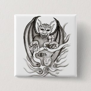 Badge Carré 5 Cm Rêve de minuit - démons