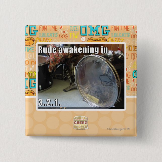 Badge Carré 5 Cm Réveil brutal (Devant)