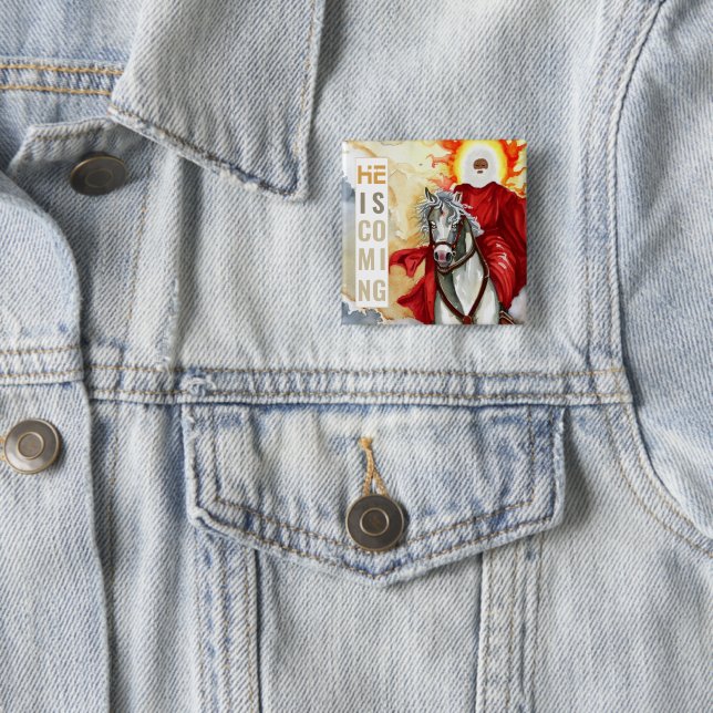 Badge Carré 5 Cm Révélation Le deuxième Armageddon Apocalypse à ven (En situation)