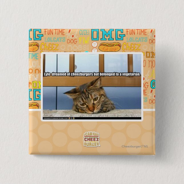 Badge Carré 5 Cm Rêver de Cheesburgers (Devant)