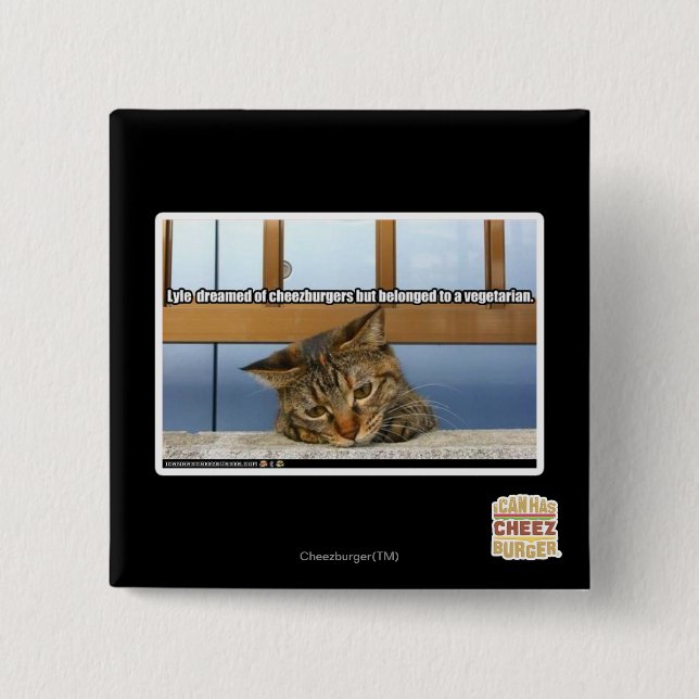 Badge Carré 5 Cm Rêver de Cheesburgers (Devant)