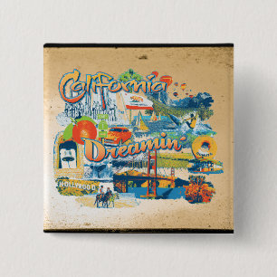 Badge Carré 5 Cm Rêverie de Californie
