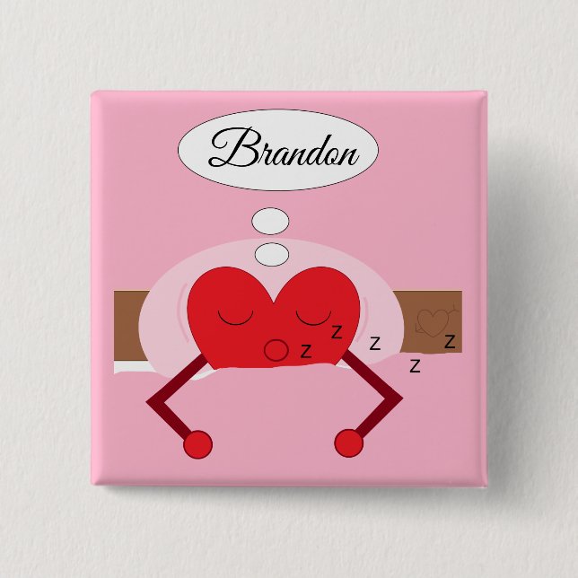 Badge Carré 5 Cm Rêves de coeur teintes rose (Devant)