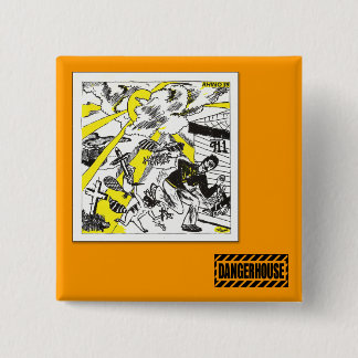 Badge Carré 5 Cm Rhinocéros carré 39 Dangerhouse de bouton