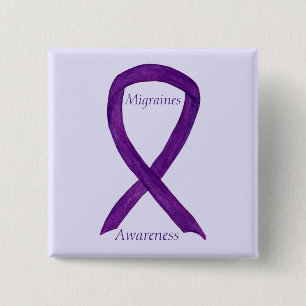 Badge Carré 5 Cm Ribbon de sensibilisation à la migraine
