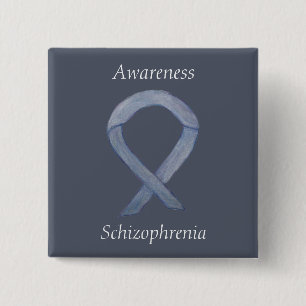 Badge Carré 5 Cm Ribbon de sensibilisation à la schizophrénie Éping