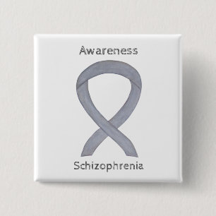 Badge Carré 5 Cm Ribbon de sensibilisation à la schizophrénie Éping