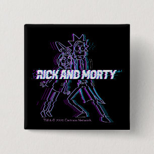 Badge Carré 5 Cm RICK ET MORTY™   Rick Et Morty Glités