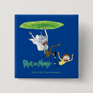Badge Carré 5 Cm RICK ET MORTY™   Sortie du portail