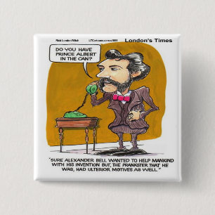 Badge Carré 5 Cm Rick London Drôle Alexander Bell Téléphone Blague