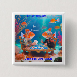 Badge Carré 5 Cm Rick London Fish Jouer "Go Fish" Carte Game Comic