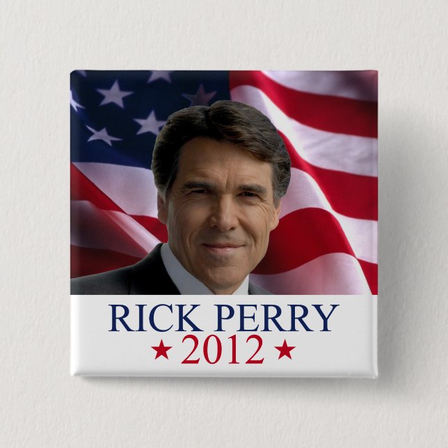 Badge Carré 5 Cm Rick Perry 2012 pour le bouton de pinback de (Devant)