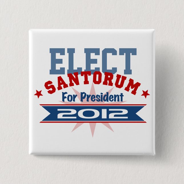 Badge Carré 5 Cm Rick Santorum 2012 (Devant)