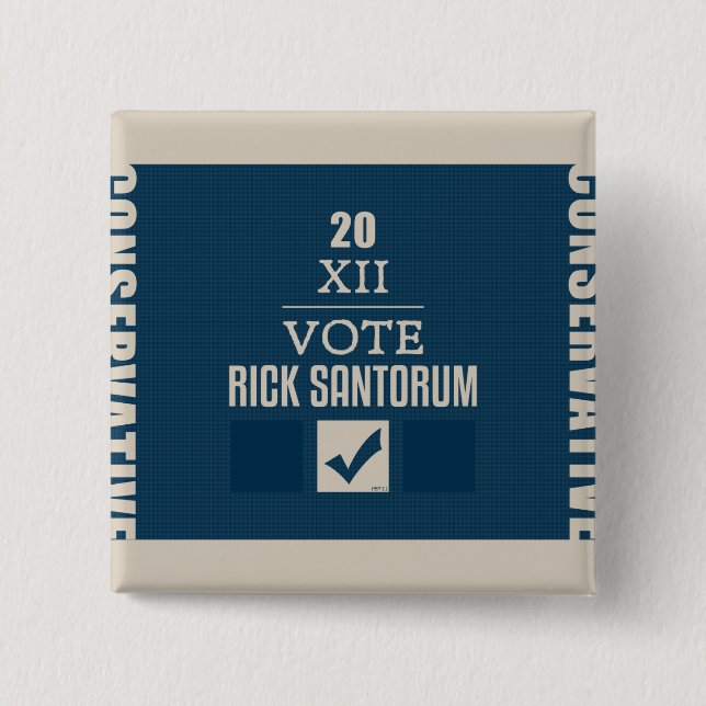 Badge Carré 5 Cm Rick Santorum 2012 (Devant)
