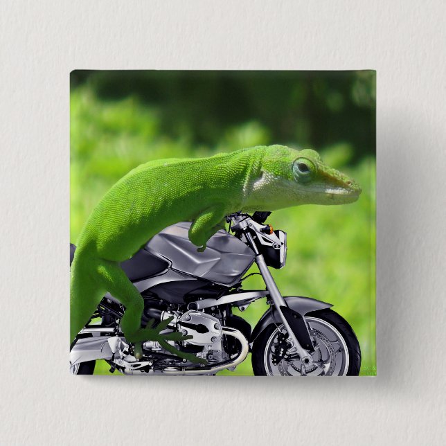 Badge Carré 5 Cm Rider Hawaiian Gecko (Devant)