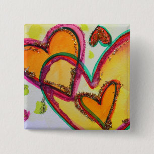 Badge Carré 5 Cm Rire Coeurs Connecter des boutons d'art ou des bro