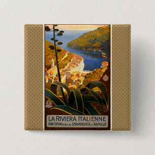 Badge Carré 5 Cm Riviera italienne Europe Italie Affiche de voyage