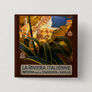 Badge Carré 5 Cm Riviera italienne Europe Italie Affiche de voyage