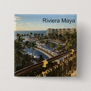 Badge Carré 5 Cm Riviera Maya Cancun Mexique - Bouton Carré