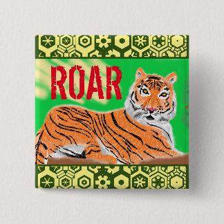 Badge Carré 5 Cm ROAR Tiger