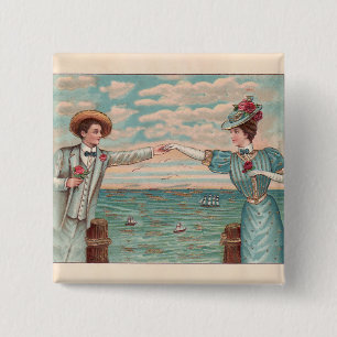 Badge Carré 5 Cm Robe de mariage d'amour de plage victorienne Coupl