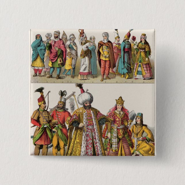 Badge Carré 5 Cm Robe de Moorish et de turc (Devant)